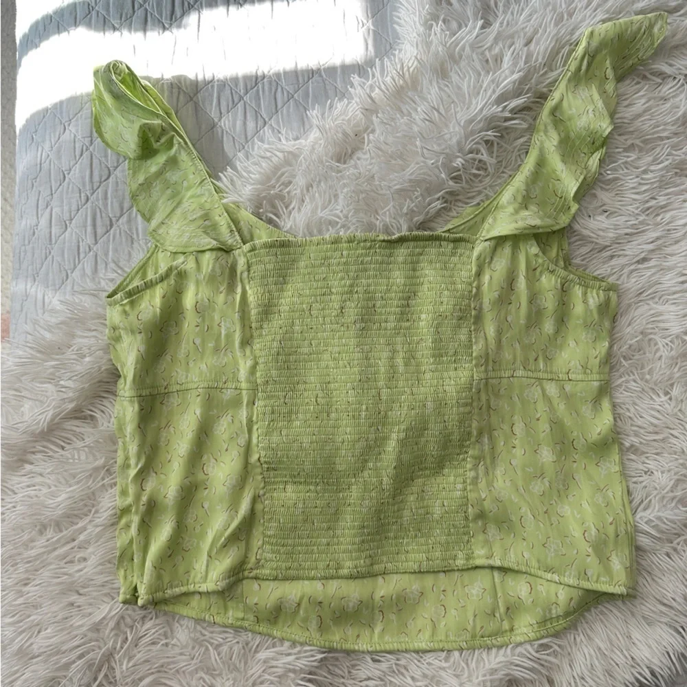 Free People Citrine Combo Ruffle Flutter Sleeve Top Size L - NWT